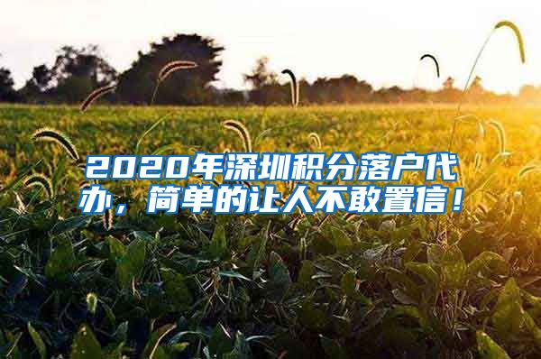 2020年深圳积分落户代办，简单的让人不敢置信！