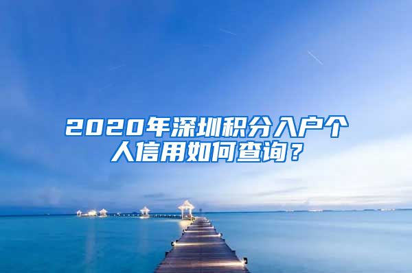 2020年深圳积分入户个人信用如何查询？