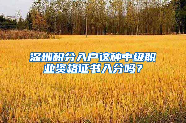 深圳积分入户这种中级职业资格证书入分吗？