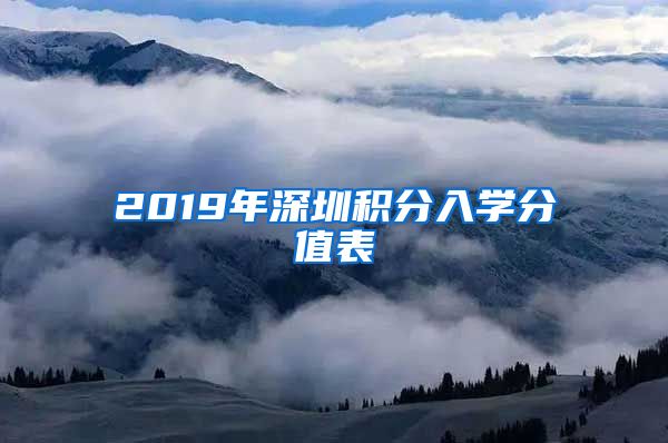 2019年深圳积分入学分值表