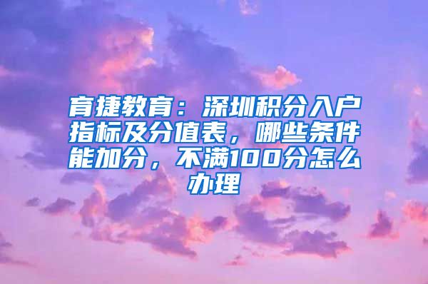 育捷教育：深圳积分入户指标及分值表，哪些条件能加分，不满100分怎么办理