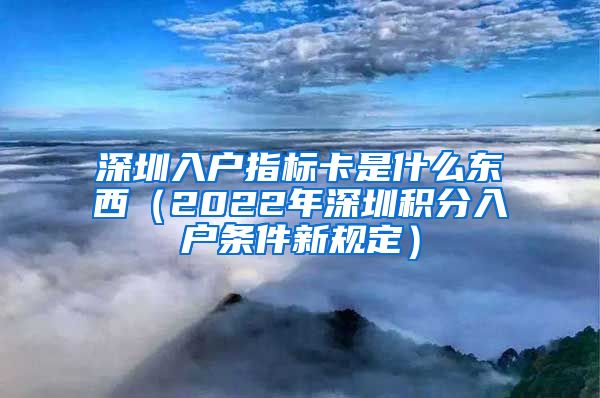 深圳入户指标卡是什么东西（2022年深圳积分入户条件新规定）