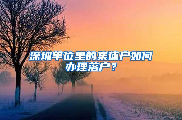 深圳单位里的集体户如何办理落户？