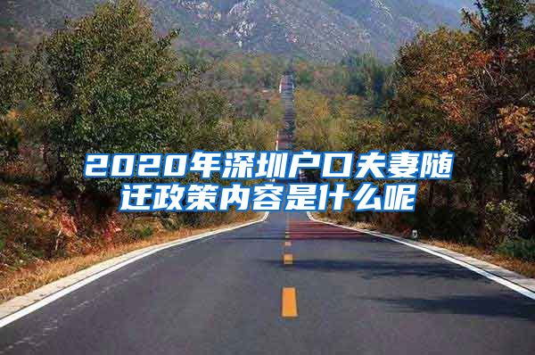 2020年深圳户口夫妻随迁政策内容是什么呢